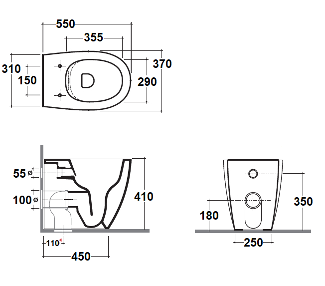 VASO WC DECOR ITALY - MIREA 550X370