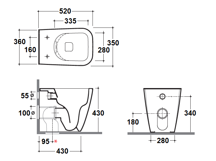 VASO WC DECOR ITALY - MIREA 550X370