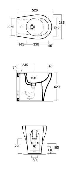 BIDET SIMAS - ARIA 520X365Xh420mm