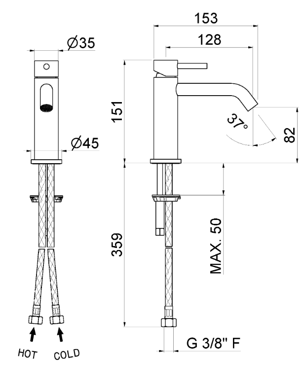 VEMA - MISCELATORE LAVABO S/SCARICO OTAGO