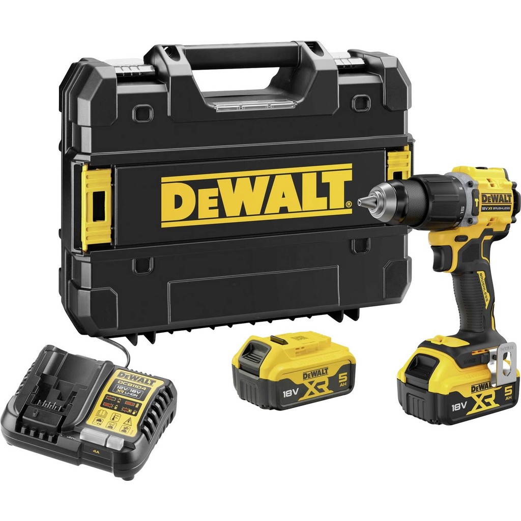 DEWALT DCD799P2T-QW 2 RAPPORTI -TRAPANO AVVITATORE A PERCUSSIONE A BATTERIA INCL. SECONDA BATTERIA + CARACABATTERIA + SET PUNTE PER TRAPANO IN METALLO SDS - 85 pezzi