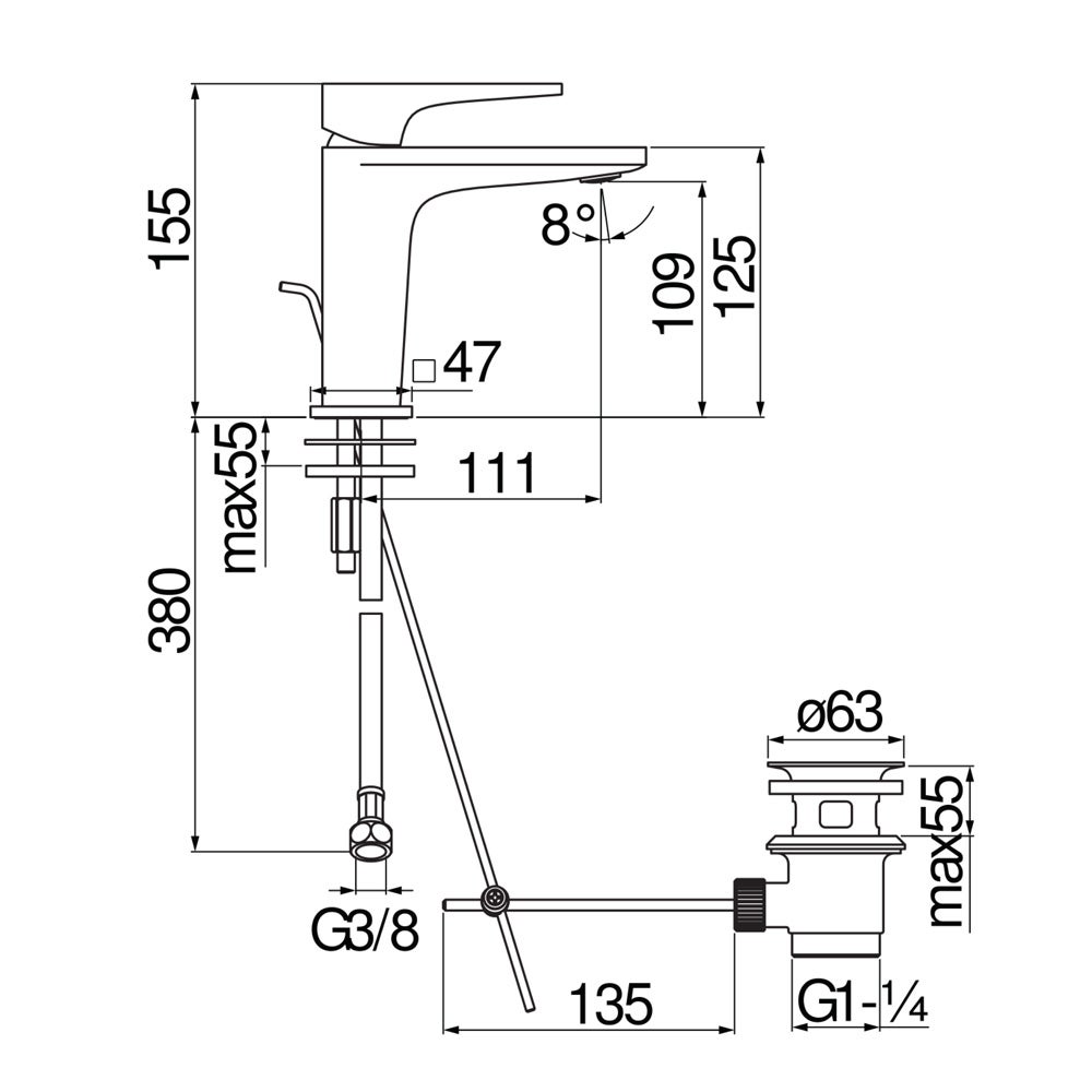 NOBILI - MISCELATORE LAVABO SEVEN