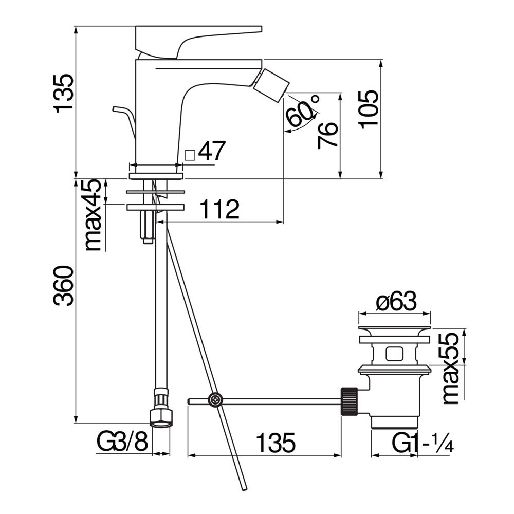 NOBILI - MISCELATORE BIDET SEVEN
