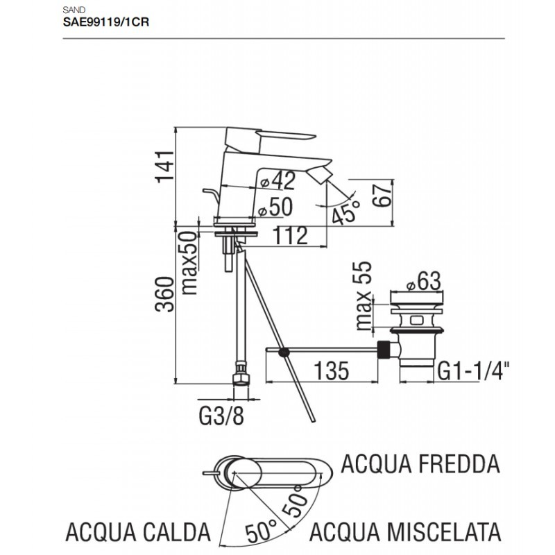NOBILI - MISCELATORE BIDET SAND