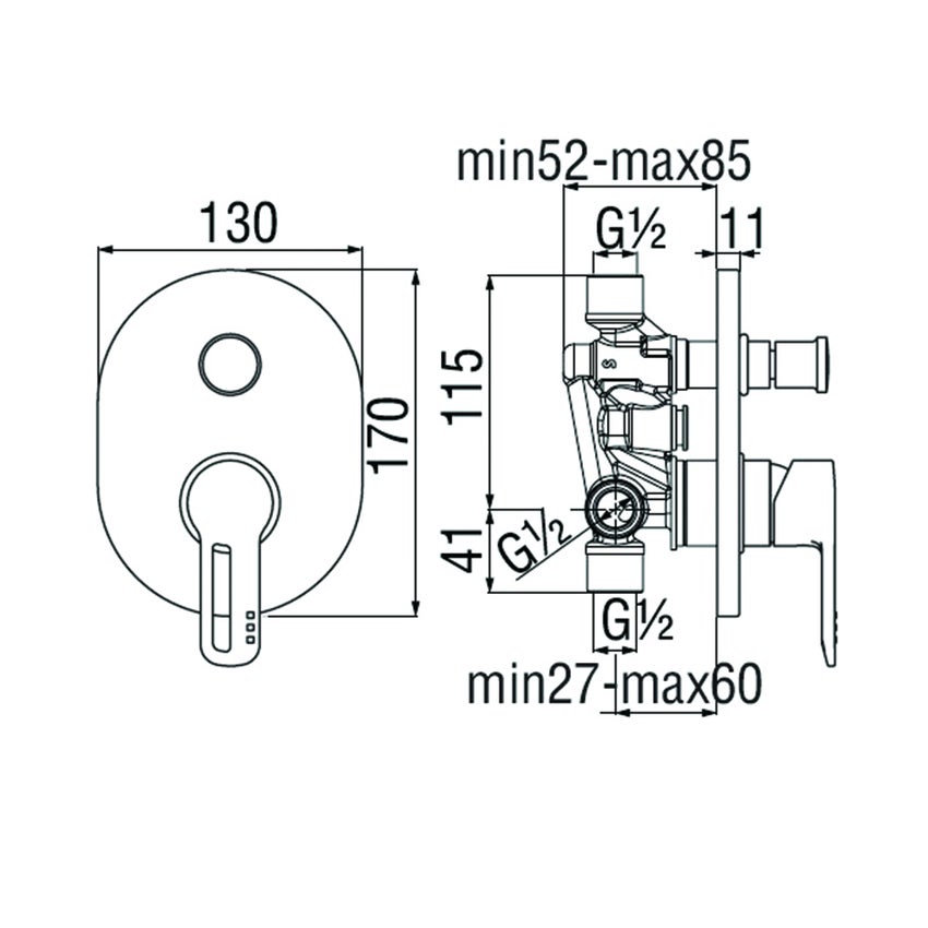 NOBILI - MISCELATORE DOCCIA NEW ROAD A 2 VIE
