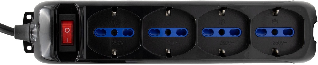 MULTIPRESA CON INTERRUTTORE 4 PRESE NERO 1.4M H05VV-F3G1