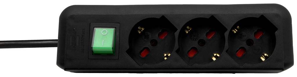 PRESA MULTIPLA CON INTERRUTTORE 3 PRESE NERO 1.4M H05VV-F 3G1