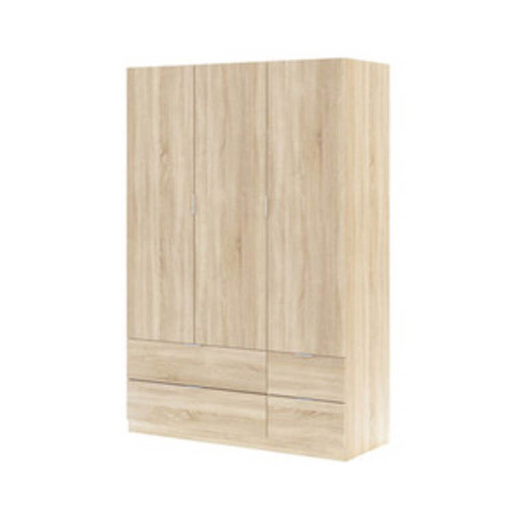 KIT ARMADIO 3 ANTE + 4 CASSETTI 135X52X200H ROVERE