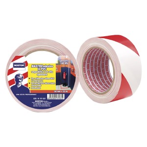 NASTRO SEGNALETICO ADESIVO MM.50X33 MT BIANCO/ROSSO