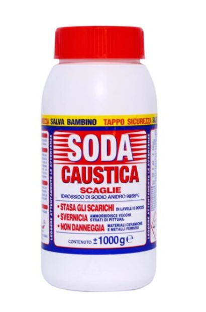 SODA CAUSTICA IN SCAGLIE BARATTOLO 1KG.