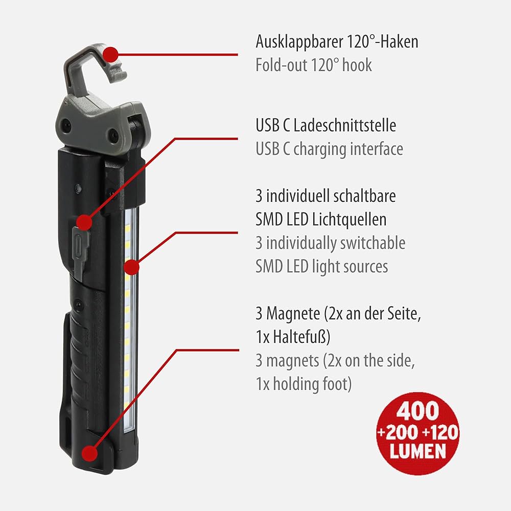 LAMPADA PORTATILE LED RICARICABILE HL 400 AC