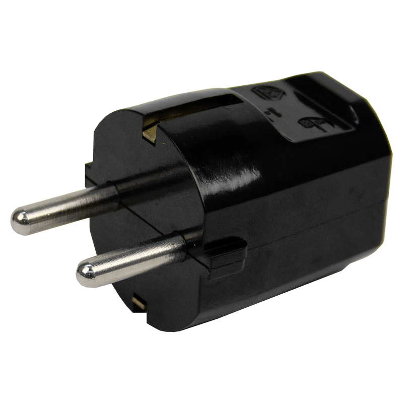 SPINA CON CONTATTO DI TERRA 230V16A NERO, IP20