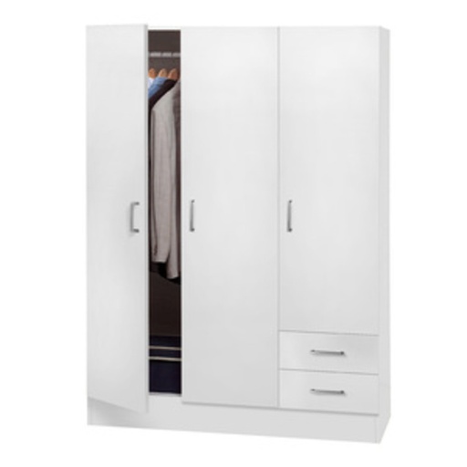 [CAP96255] KIT ARMADIO 3 ANTE + 2 CASSETTI 119,5X46,5X184,5 BIANCO