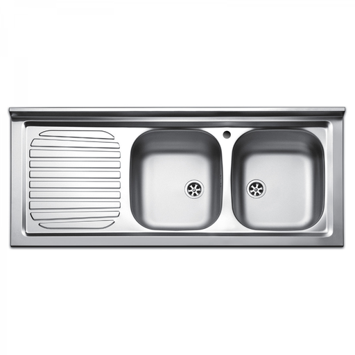 [LASA120] LAVELLO APPOGGIO INOX 2 VASCHE GOCCIOL 120X50CM VASCA SX