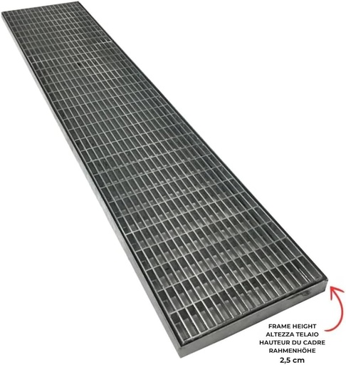 [104422] GRIGLIA RETTANGOLARE 15X100 PEDONABILE C/TELAIO