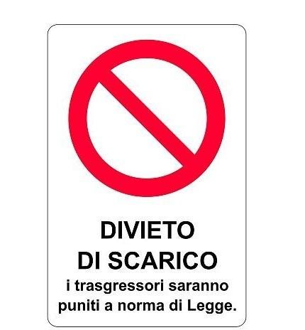 [1500319] CARTELLO PVC DIVIETO DI SCARICO CM 20X30