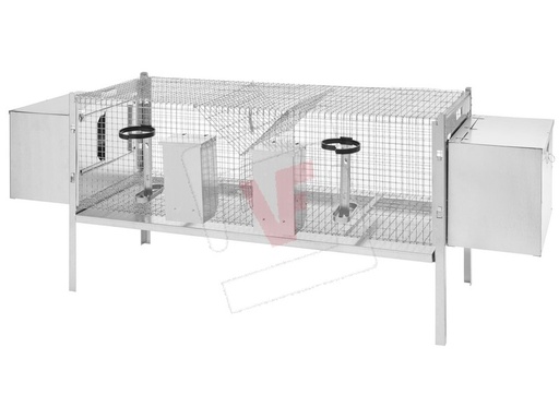 [50457] GABBIA DOPPIA PER CONIGLI CON FONDO A FETE CM.120X50X65H