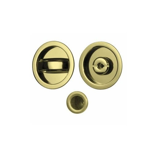 [24548] KIT MANIGLIE TONDO C/SERRATURA PORTE SCORR. ORO