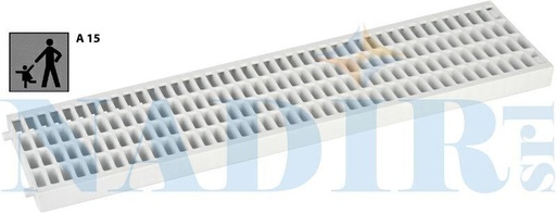 [022455100B] GRIGLIA ANTITACCO PVC PER CANALATTE PEDONABILE A15 CM 20X50
