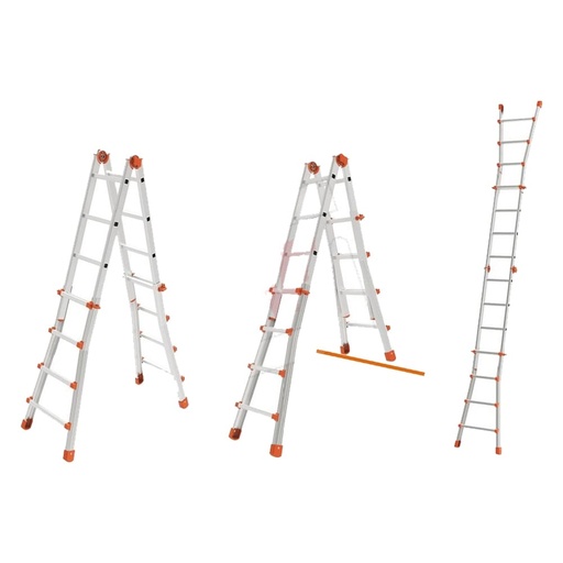 [59382] SCALA TELESCOPICA IN ALLUMINIO SQUADRA PIU' GRADINI N°5+5H MAX CM.520